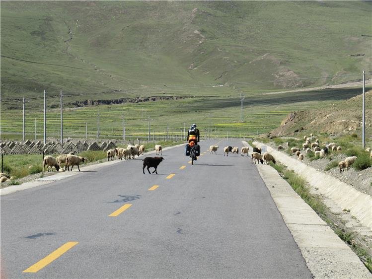 In Tibet mit Fahrrad