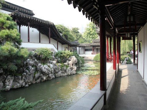 Nachtauffürungen in Zhanyuan Garten, die schöne Gartenlandschaft uns zeigt.