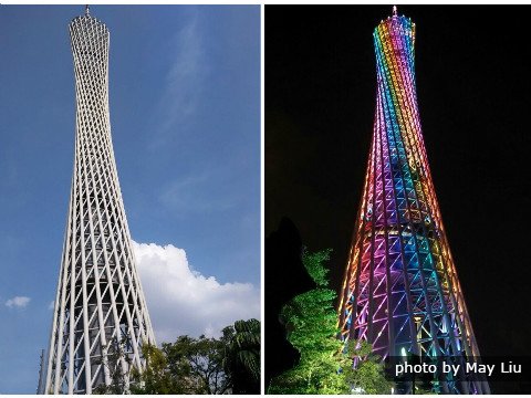 Der Guangzhou Fernsehturm, ein Fernsehturm mit einer Höhe von 600 m in Guangdong