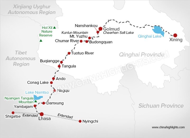 Zugkarte von Qinghai nach Tibet